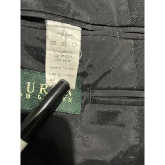 Lauren Ralph Lauren wool sport coat black blazer business logo button men's 38 R